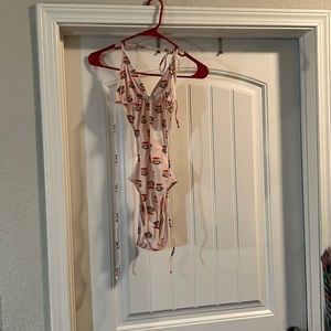 Pink And White swim suit